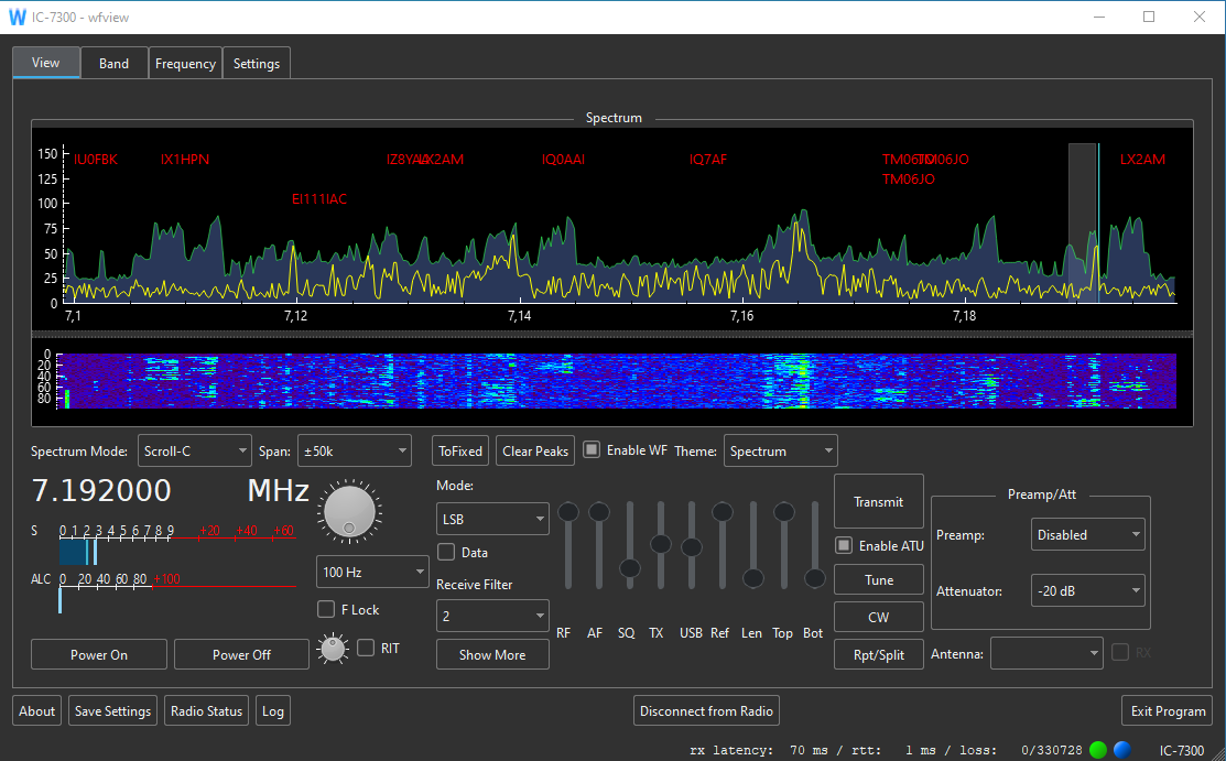 Main-Screen von wfview